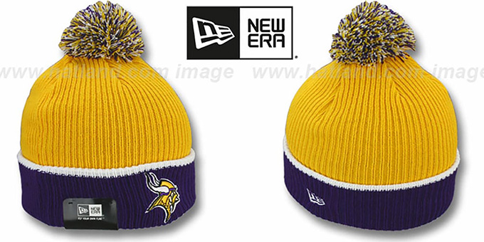 Vikings 'NFL FIRESIDE' Gold-Purple Knit Beanie Hat by New Era