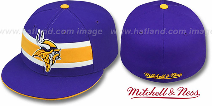 Vikings 'THROWBACK TIMEOUT' Purple Fitted Hat by Mitchell and Ness