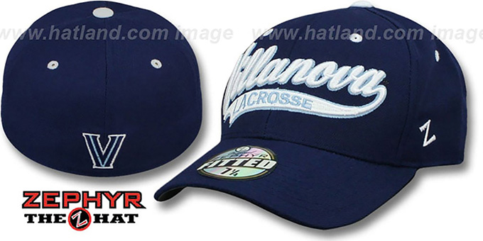 Villanova 'SWOOP LACROSSE' Navy Fitted Hat by Zephyr