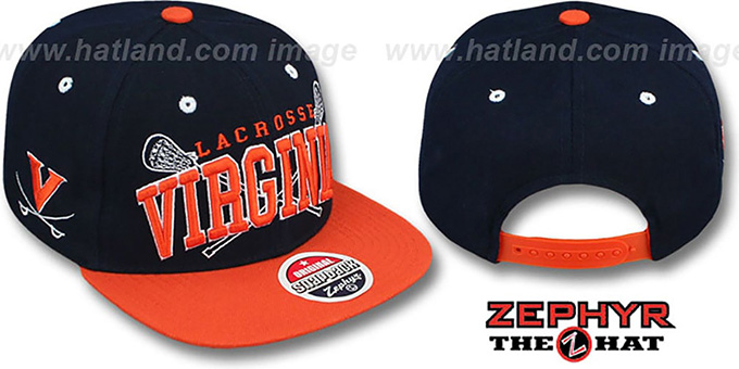 Virginia 'LACROSSE SUPER-ARCH SNAPBACK' Navy-Orange Hat by Zephyr