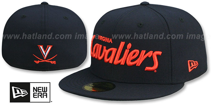 Virginia 'NCAA TEAM-SCRIPT' Navy Fitted Hat by New Era