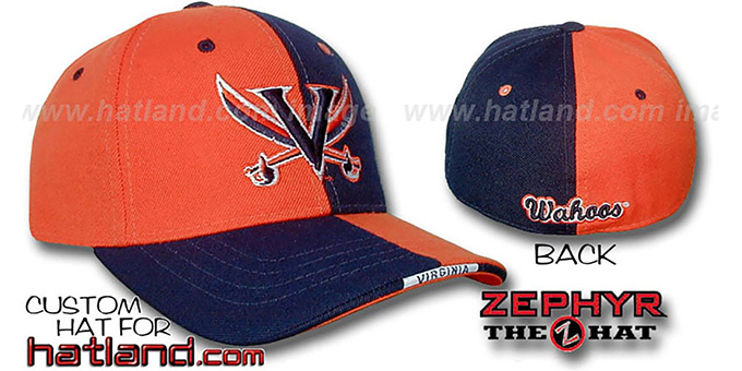 Virginia 'SPLITTER' Orange-Navy Fitted Hat by Zephyr