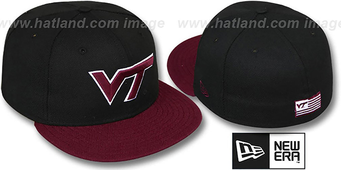 Virginia Tech '2T NCAA-BASIC FLAG' Black-Maroon Fitted Hat by New Era