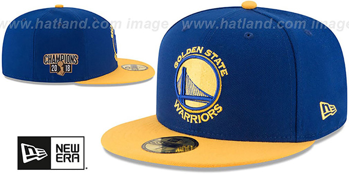 Warriors '2018 FINALS CHAMPIONS' Royal-Gold Fitted Hat by New Era