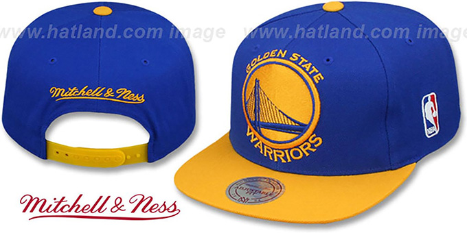 Warriors '2T XL-LOGO SNAPBACK' Royal-Gold Hat by Mitchell and Ness