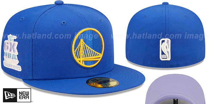 Warriors 6X NBA CHAMPS 'POP-SWEAT' Royal-Lavender Fitted Hat by New Era