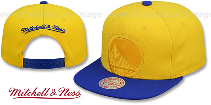 Warriors 'CROPPED SATIN SNAPBACK' Gold-Royal Adjustable Hat by Mitchell and Ness