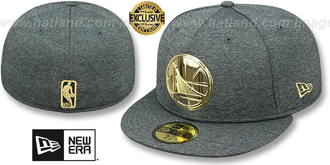 Warriors 'GOLD METAL-BADGE' Shadow Tech Fitted Hat by New Era