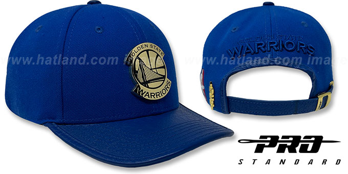 Warriors LOW-PRO 'GOLD METAL BADGE STRAPBACK' Royal Hat by Pro Standard