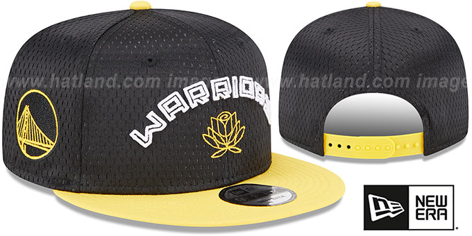 Warriors 'MESH-CROWN SNAPBACK' Black-Gold Hat by New Era