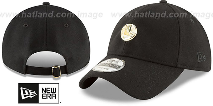 Warriors 'MINI GOLD METAL-BADGE STRAPBACK' Black Hat by New Era