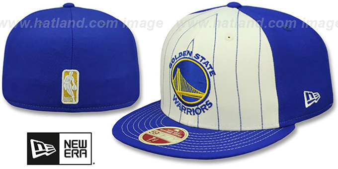 Warriors 'VINTAGE-STRIPE' White-Royal Fitted Hat by New Era