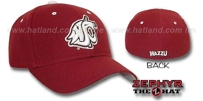 Washington State 'DH' Fitted Hat by Zephyr - burgundy