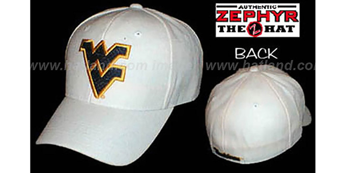 West Virginia 'DH' Fitted Hat by ZEPHYR - white