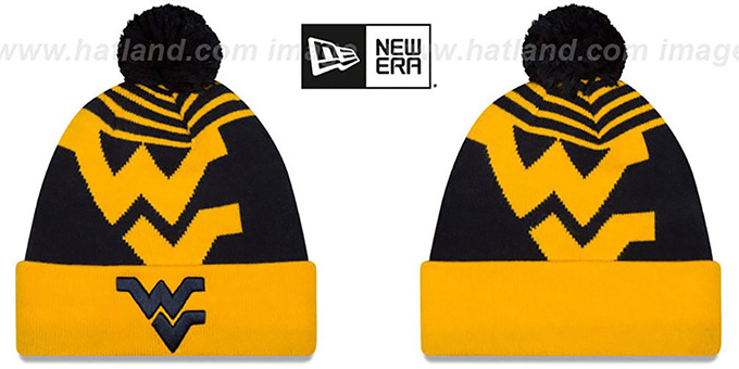 West Virginia 'LOGO WHIZ' Navy-Gold Knit Beanie Hat by New Era