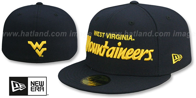 West Virginia 'NCAA TEAM-SCRIPT' Navy Fitted Hat by New Era