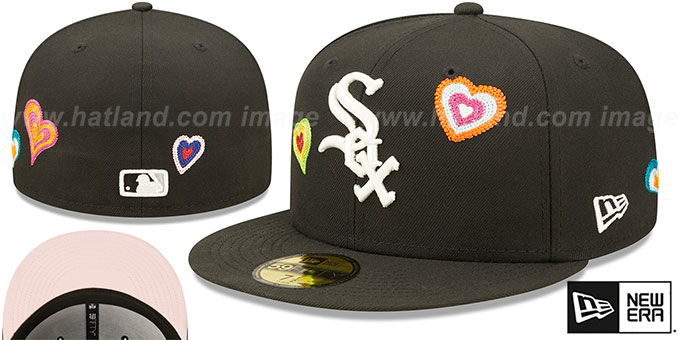 White Sox 'CHAIN STITCH HEARTS' Black Fitted Hat by New Era