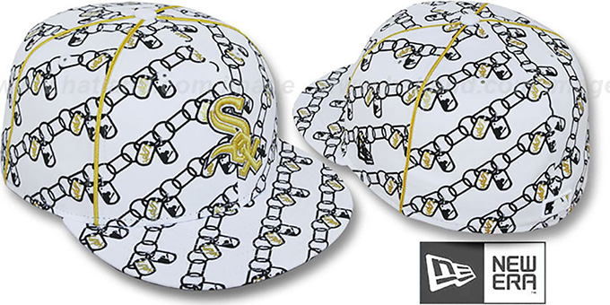 White Sox 'DAWG CHAIN' White-Black Fitted Hat by New Era