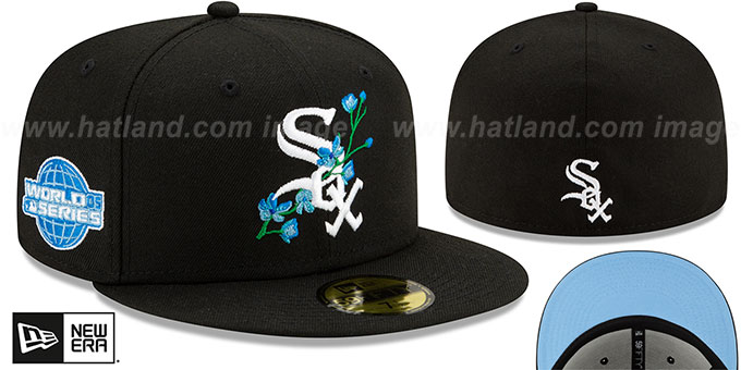 White Sox 'LOGO BLOOM SIDE-PATCH' Black-Sky Fitted Hat by New Era