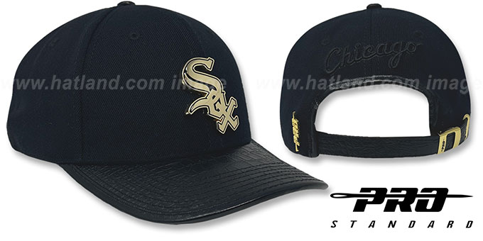 White Sox LOW-PRO 'GOLD METAL BADGE STRAPBACK' Black Hat by Pro Standard