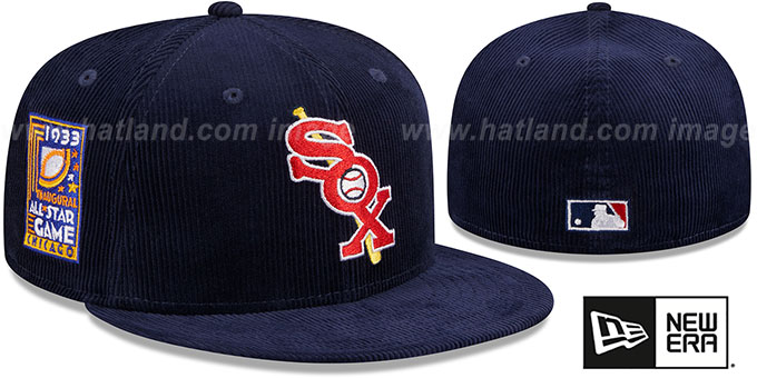 White Sox 'OLD SCHOOL CORDUROY SIDE-PATCH' Navy Fitted Hat by New Era