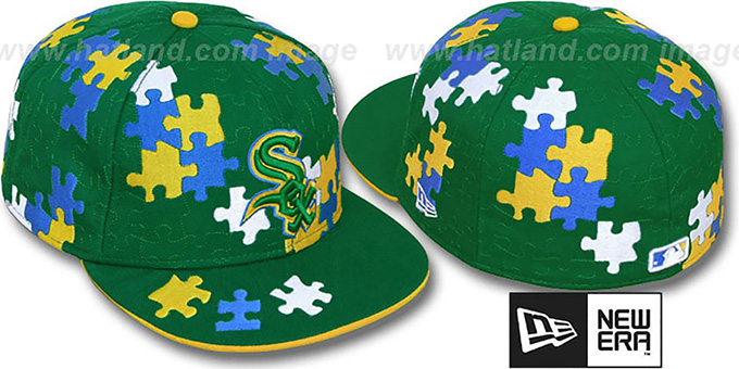 White Sox 'PUZZLE' Green Fitted Hat by New Era