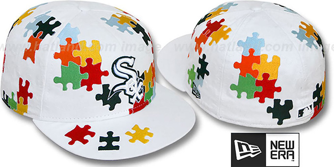 White Sox 'PUZZLE' White Fitted Hat by New Era