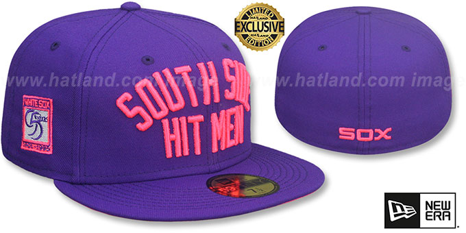 White Sox 'SOUTHSIDE HITMEN' PATCH-BOTTOM Purple-Pink Fitted Hat by New Era