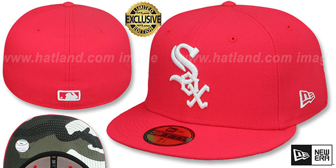 White Sox 'URBAN CAMO-BOTTOM' Lava Red Fitted Hat by New Era