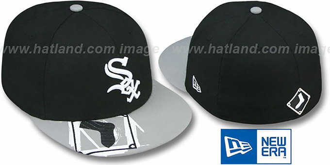 White Sox 'VIZA-SPILL' Black-Grey Fitted Hat by New Era