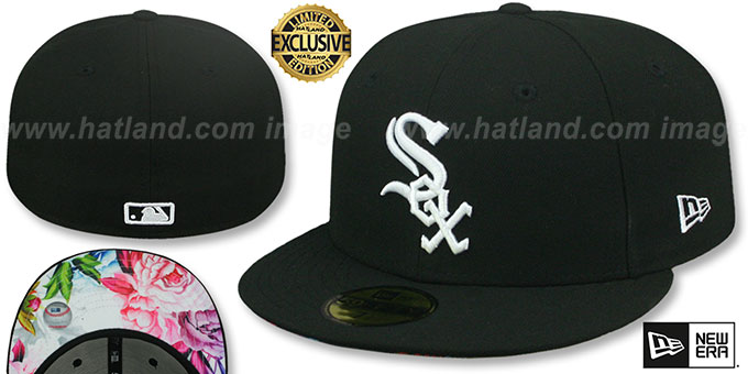 White Sox 'WHITE FLORAL-BOTTOM' Black Fitted Hat by New Era