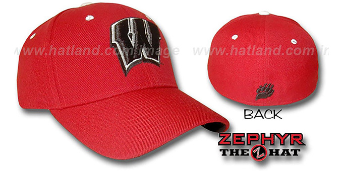 Wisconsin 'DH' Red Fitted Hat by Zephyr