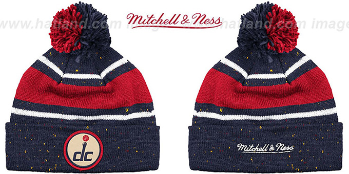 Wizards 'SPECKLED' Navy-Red Knit Beanie by Mitchell and Ness