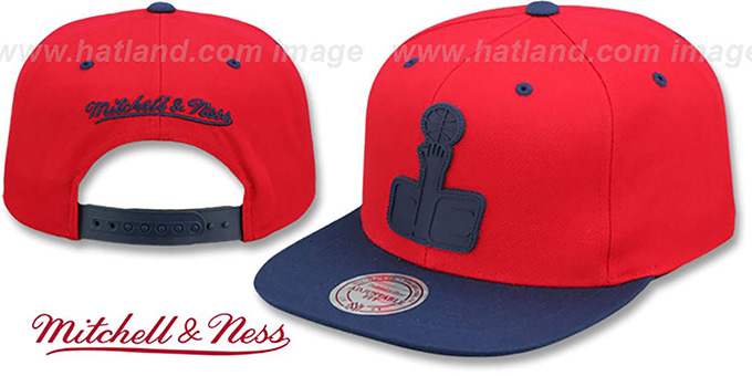 Wizards 'XL RUBBER WELD SNAPBACK' Red-Navy Adjustable Hat by Mitchell and Ness