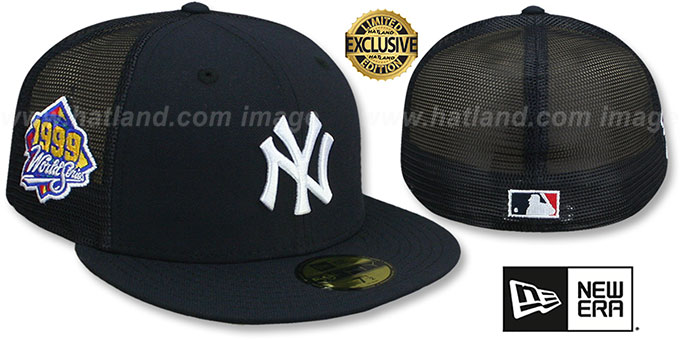 Yankees 1999 WS 'MESH-BACK SIDE-PATCH' Navy-Navy Fitted Hat by New Era