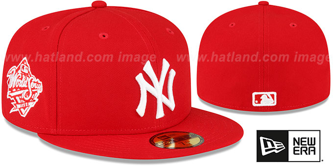 Yankees 1999 'WS SIDE-PATCH UP' Red-White Fitted Hat by New Era