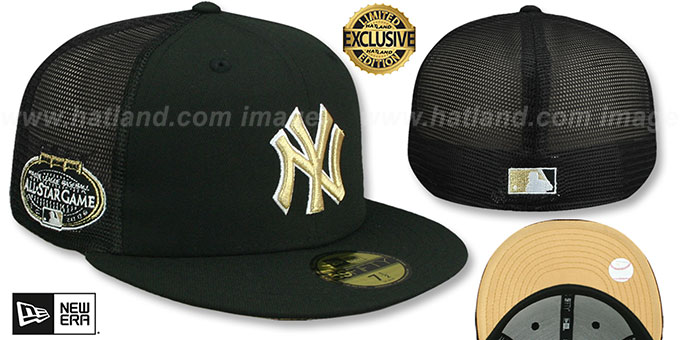 Yankees 2008 ASG 'MESH-BACK SIDE-PATCH' Black-Gold Fitted Hat by New Era