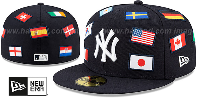 Yankees 'ALL-OVER COUNTRY FLAGS' Navy Fitted Hat by New Era