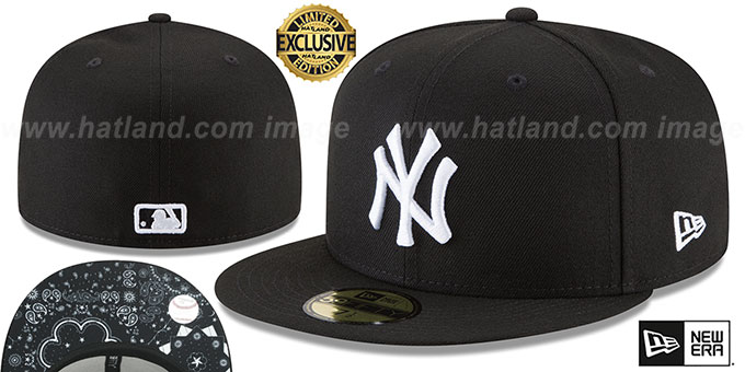 Yankees 'BLACKDANA BOTTOM' Black-White Fitted Hat by New Era