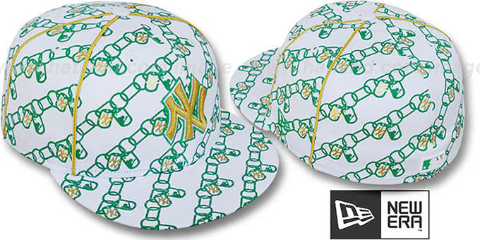 Yankees 'DAWG CHAIN' White-Green Fitted Hat by New Era