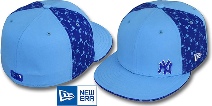 Yankees 'FLAWLESS MLB FLOCKING PINWHEEL' Sky-Royal Fitted Hat by New Era