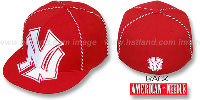 Yankees 'GETTIN-WEAVE' Red Fitted Hat by American Needle