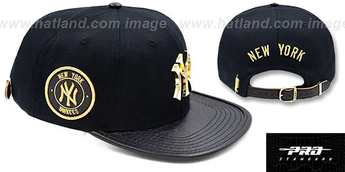 Yankees 'GOLD BADGE STRAPBACK' Black Hat by Pro Standard