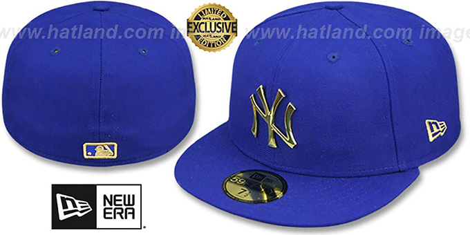 Yankees 'GOLD METAL-BADGE' Royal Fitted Hat by New Era