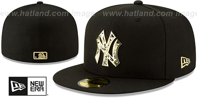 Yankees 'GOLD SHATTERED METAL-BADGE' Black Fitted Hat by New Era