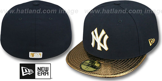 Yankees 'METALLIC SLITHER' Navy-Gold Fitted Hat by New Era