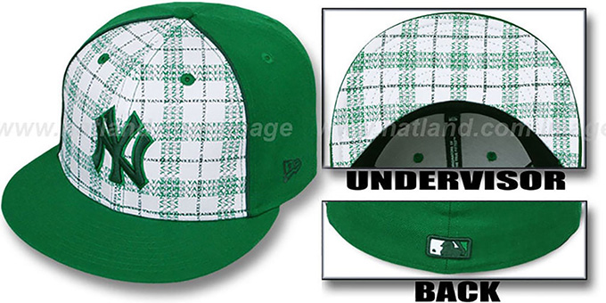 Yankees 'MIMIC PLAID' White-Green Fitted Hat by New Era