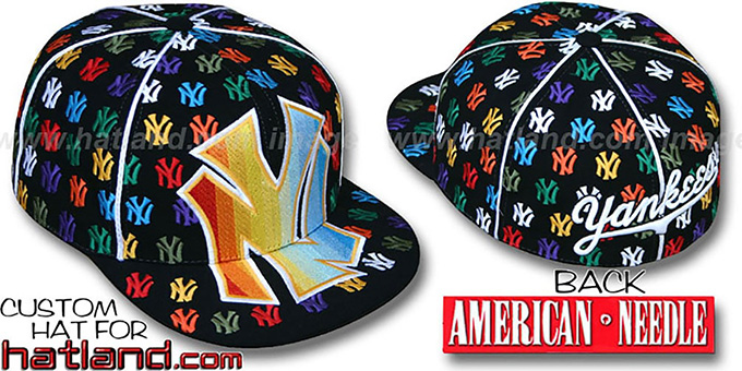 Yankees 'MONSTER RAINBOW DICE ALL-OVER' Black Fitted Hat by American Needle