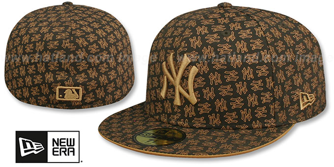 Yankees NY 'ALL-OVER FLOCKING' Brown-Wheat Fitted Hat by New Era