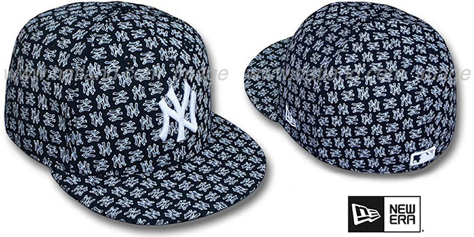 Yankees NY 'ALL-OVER FLOCKING' Navy-White Fitted Hat by New Era